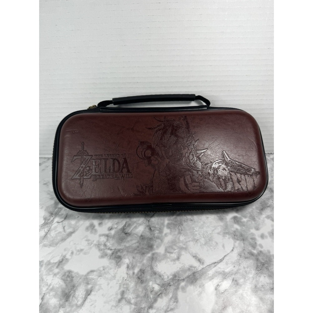 Nintendo Switch Legend of Zelda Breath of the Wild Brown Leather Carrying Case - Picture 2 of 9